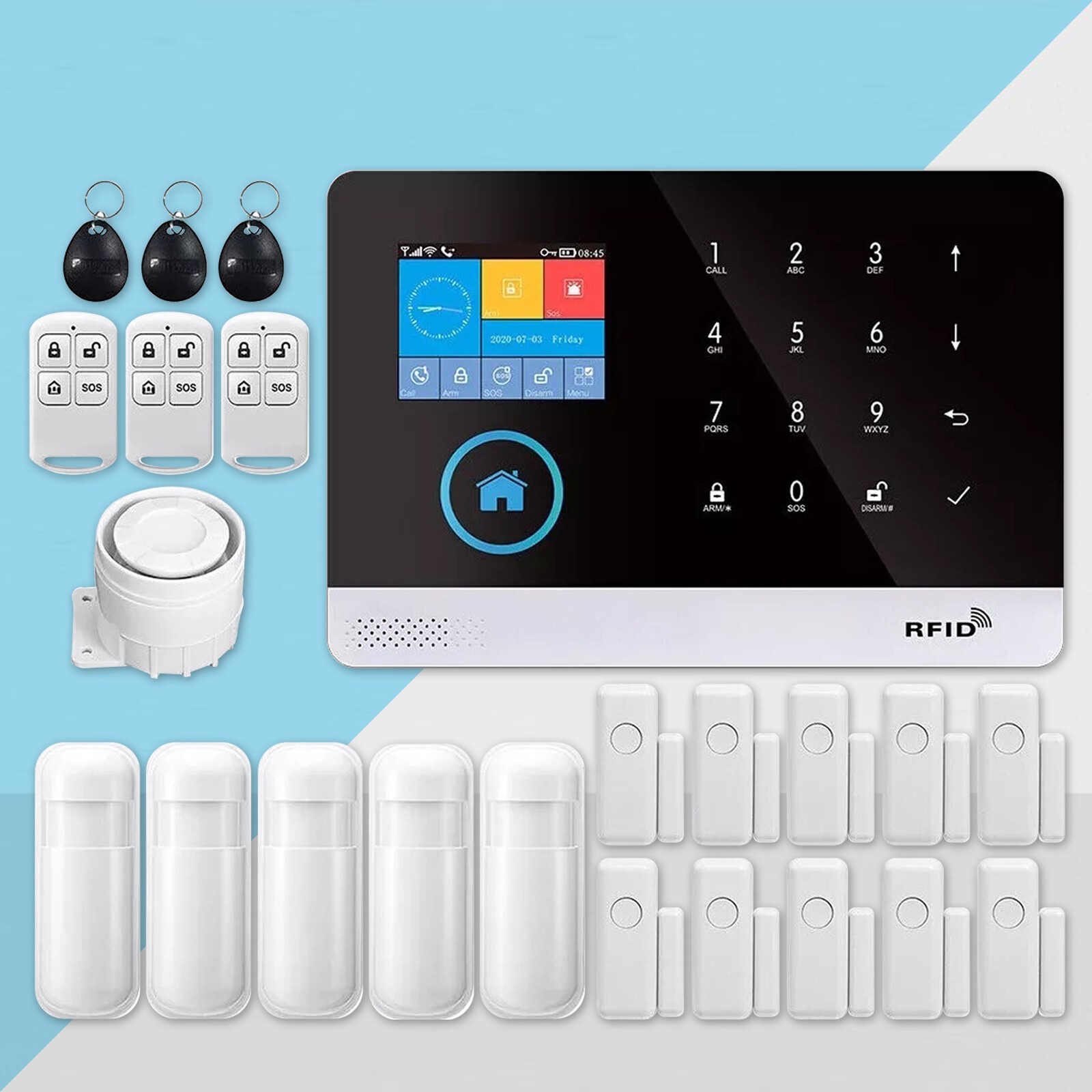 Wireless Smart House App Control Alarm System for Home Burglar Security Alarm.