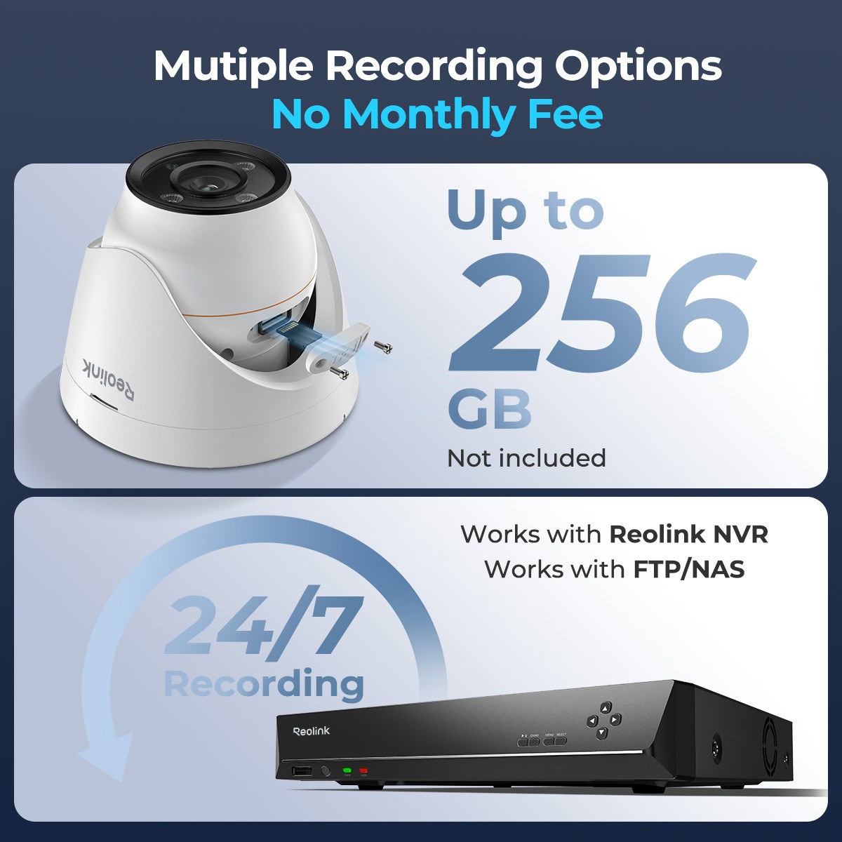 Reolink 1224A 12MP PoE Security System NVR 12CH 2TB HDD Color Smart Detection