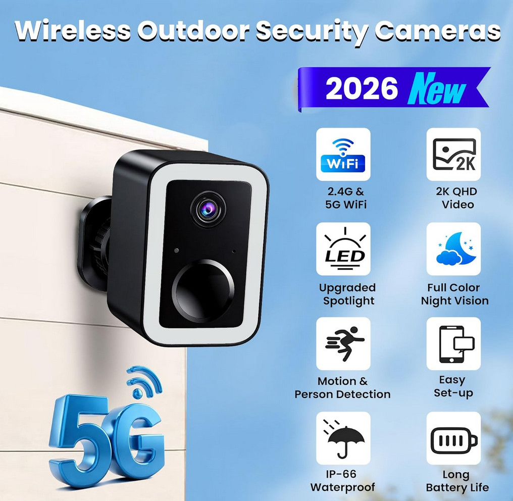 Security Cameras Wireless Outdoor, AI Color Night Vision Even in the Dark 2 Pack