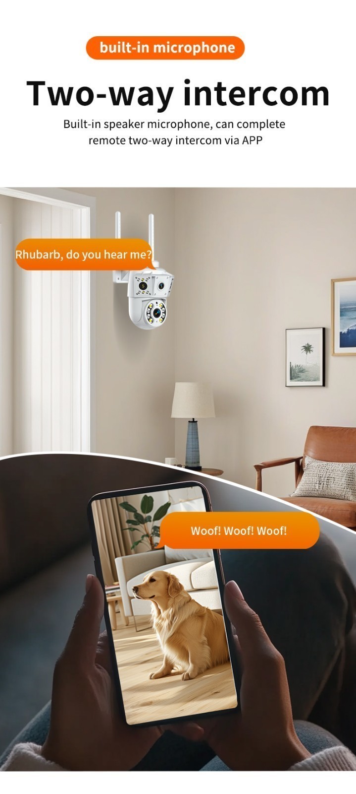 1080P 2MP Wireless WIfi Camera Multi Lens Surveillance Camera Two Way Intercom