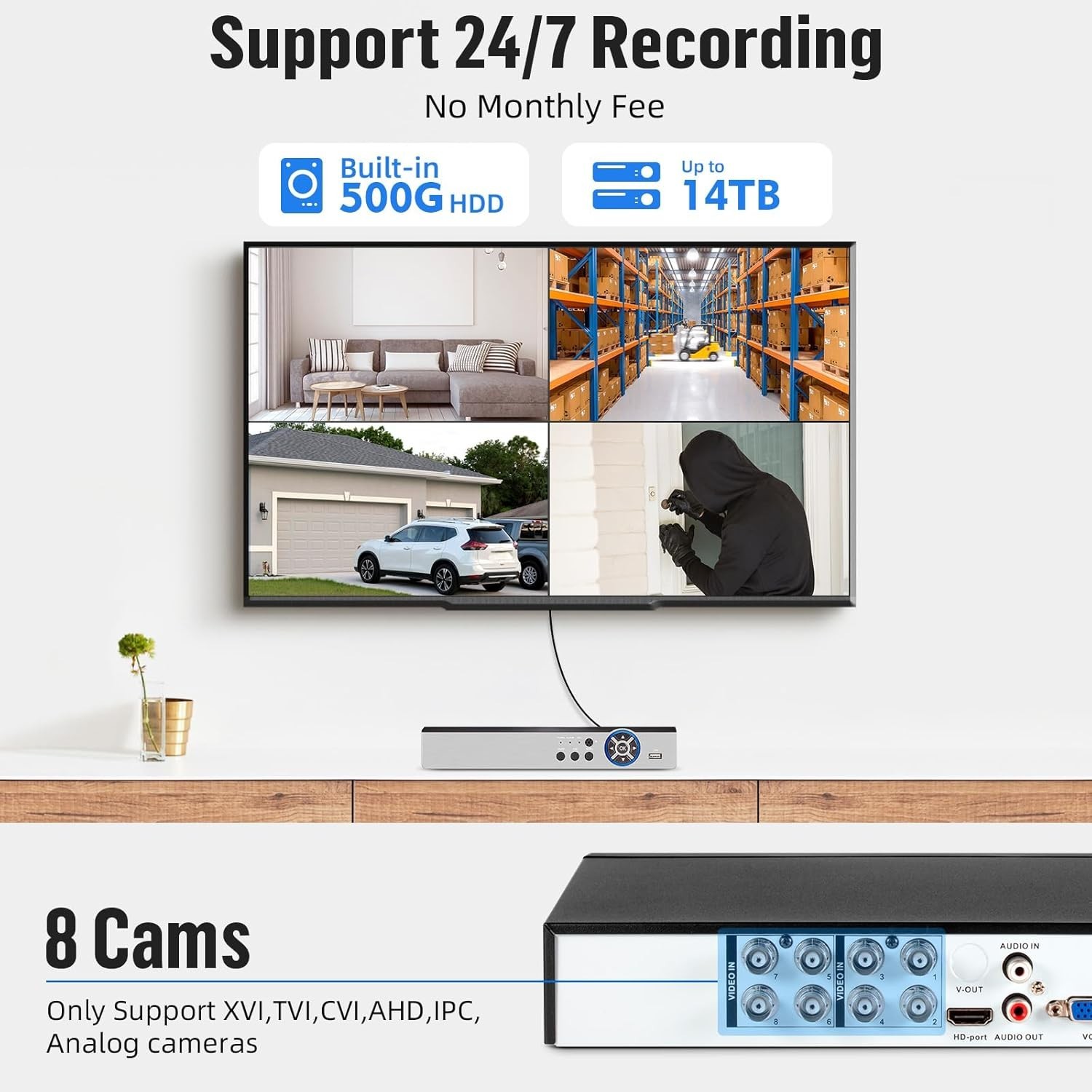 5MP Security Camera System Indoor with AI Human Detection, 8CH H.265+ Securit…
