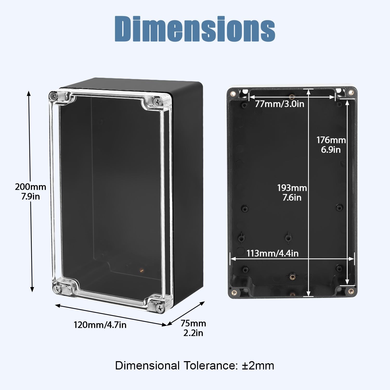 LeMotech Project Box ABS Plastic IP65 Waterproof 7.8″x 4.7″x 2.9″, 1 pack