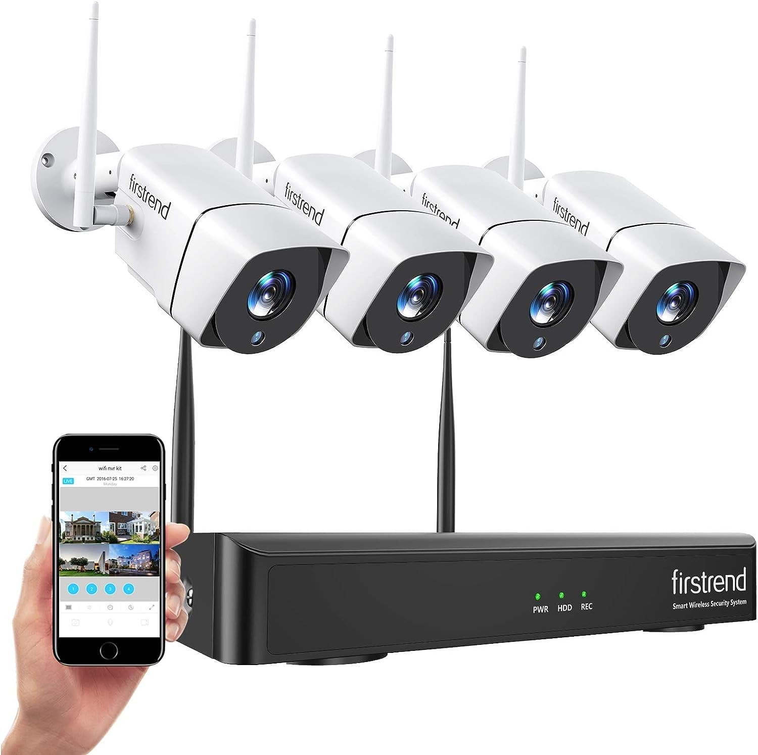 Wireless Security Camera System, 8CH 1080P Wireless NVR System with 4 pcs 2MP…
