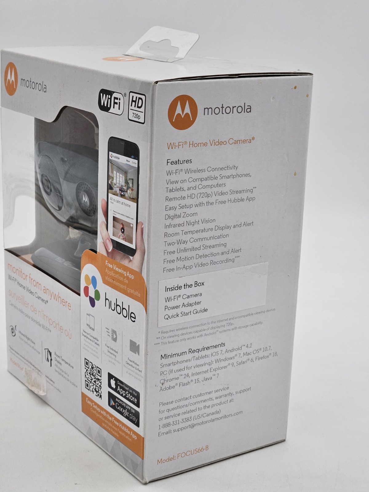 NEW Motorola Home Monitoring Video Camera FOCUS66-B Wi-Fi HD