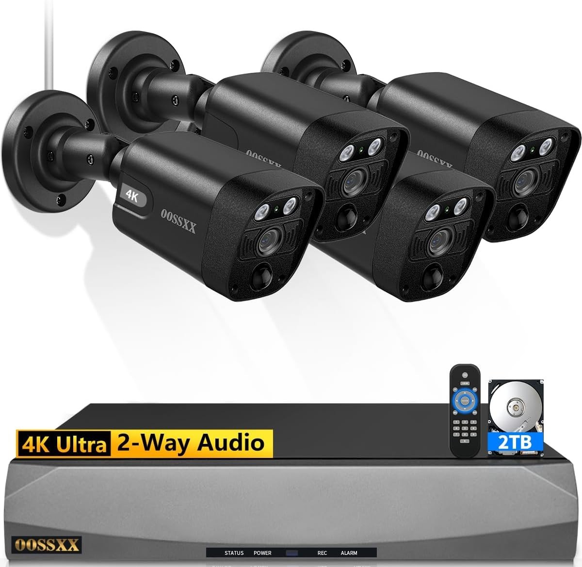 4K 8MP PoE Outdoor Security Camera System 130° Ultra Wide 2-Way Audio DVR System