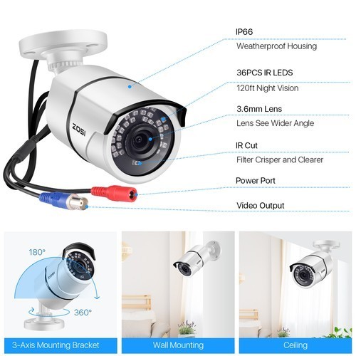 ZOSI H.265+ 16ch 5MP Lite DVR 1080p Security Camera System CCTV System with HDD