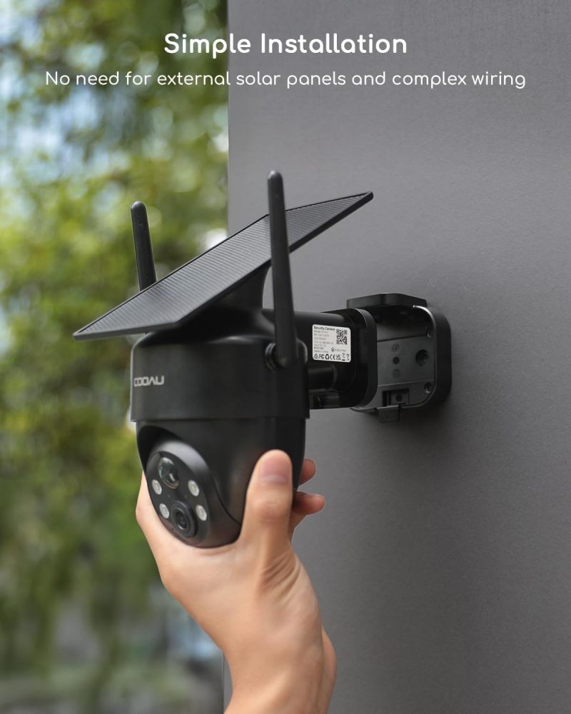 COOAU 2K 360° Solar Security Cameras Wireless Outdoor, AI smart Detection,IP66