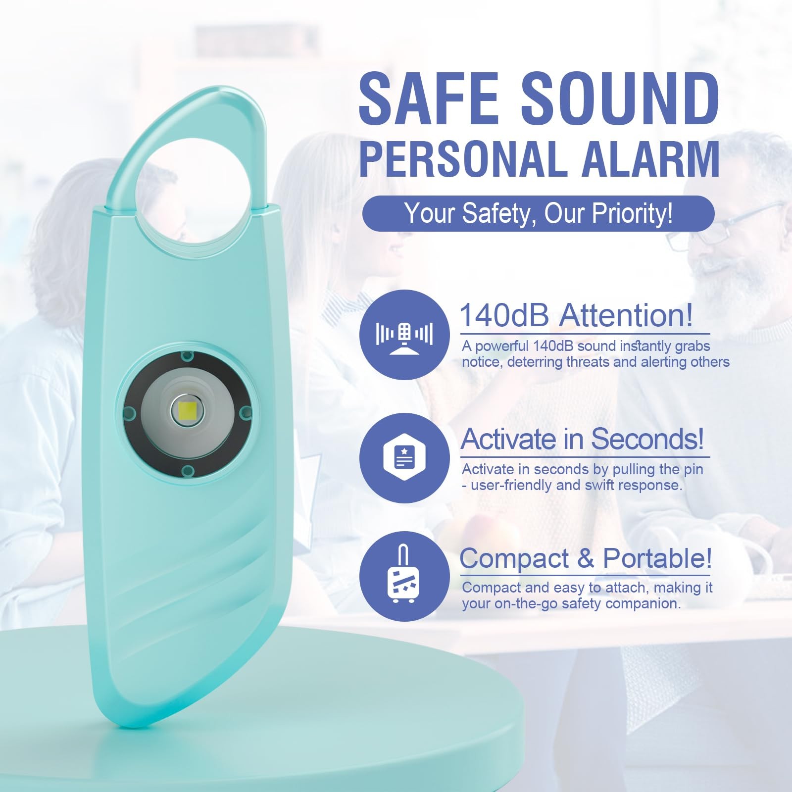 Safe Sound Personal Alarm, 2 Pack 140db Siren, Strobe Light Key Chain, Safety…