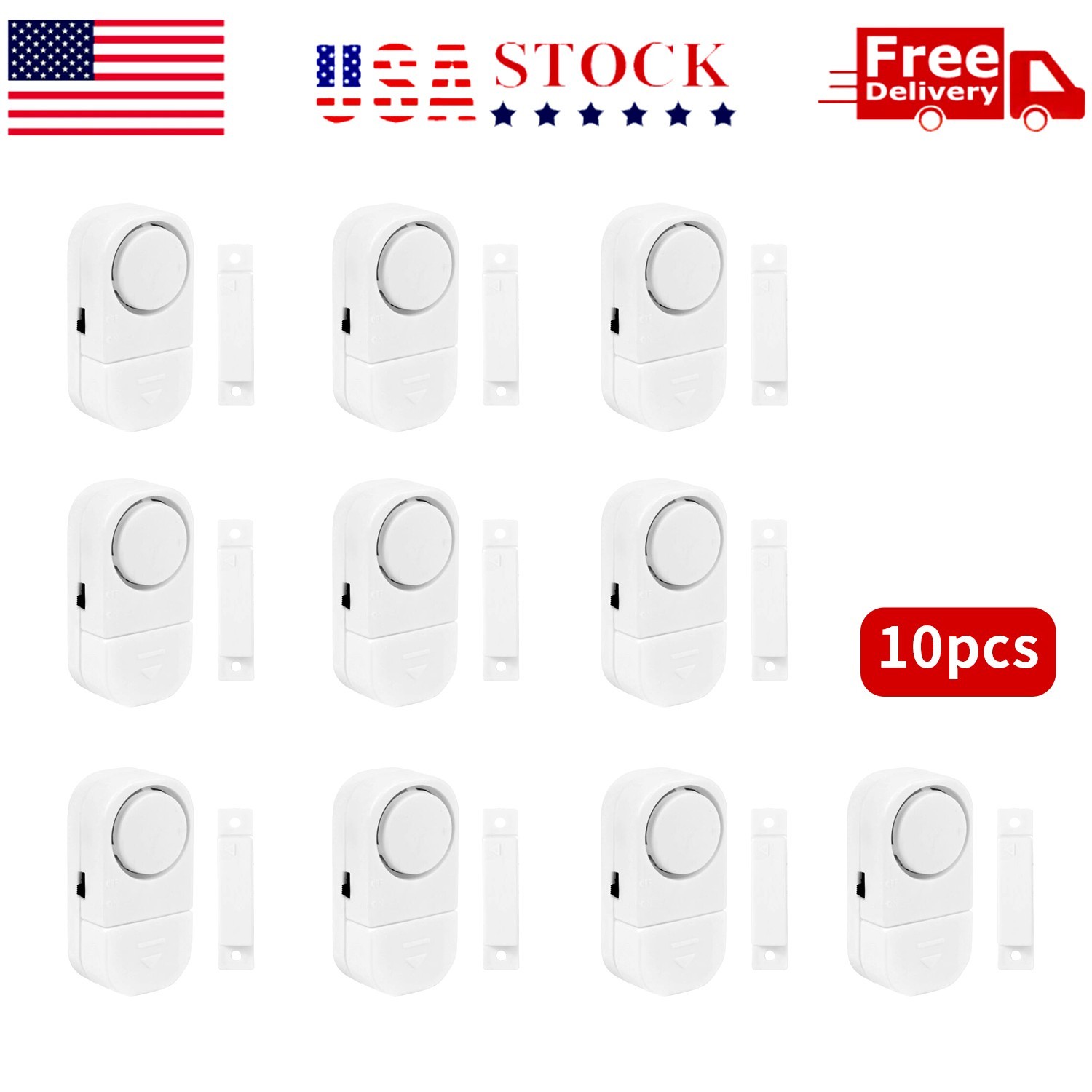 10 PCS Wireless Home Window Door Burglar Security ALARM System Magnetic Sensor