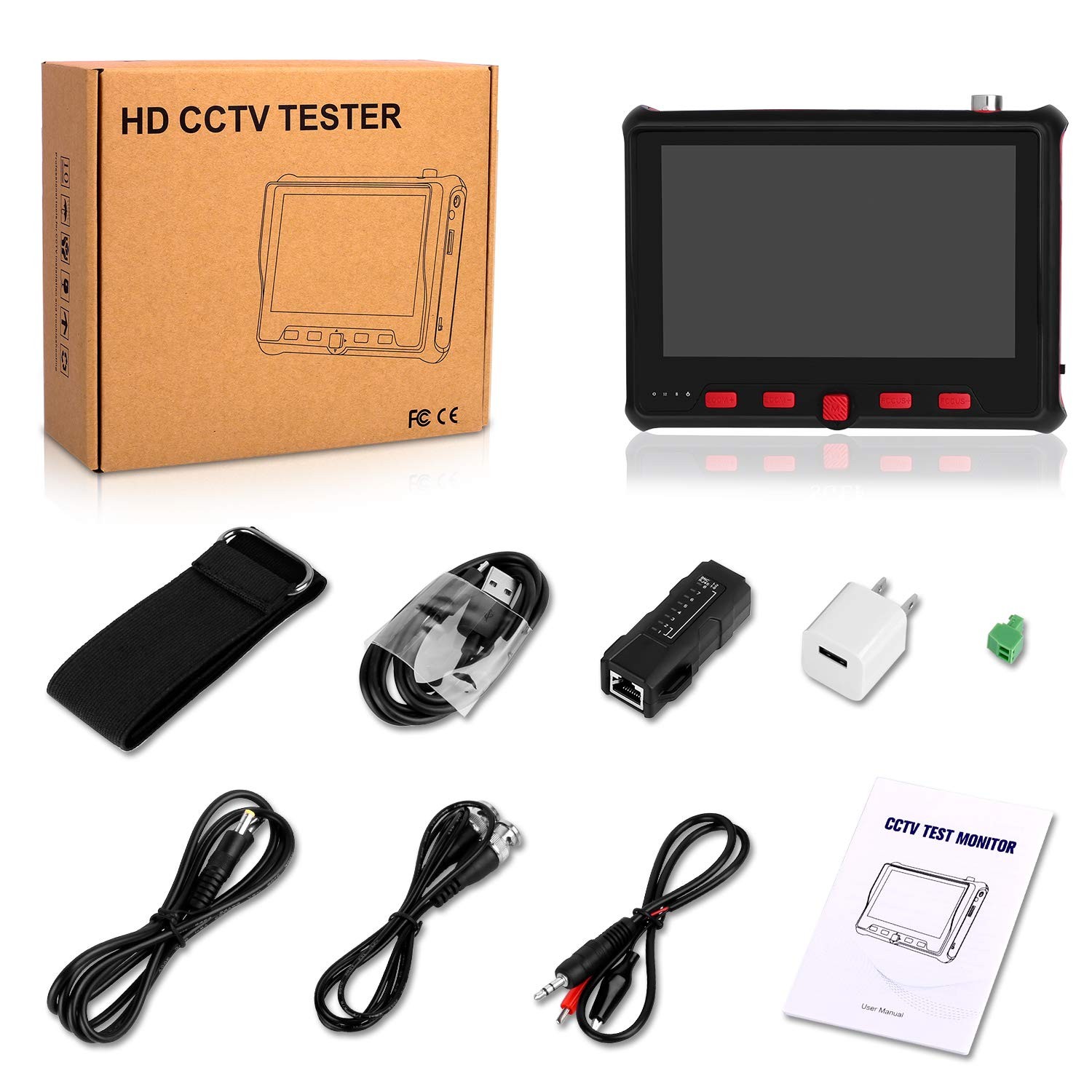 Wrist CCTV Tester, Portable Camera CVBS Analog Tester4.3 TFT Color LCD black