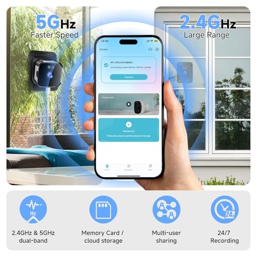Window Camera for Home Security: 2.4GHz&5GHz WiFi 4K Indoor Camera with Color