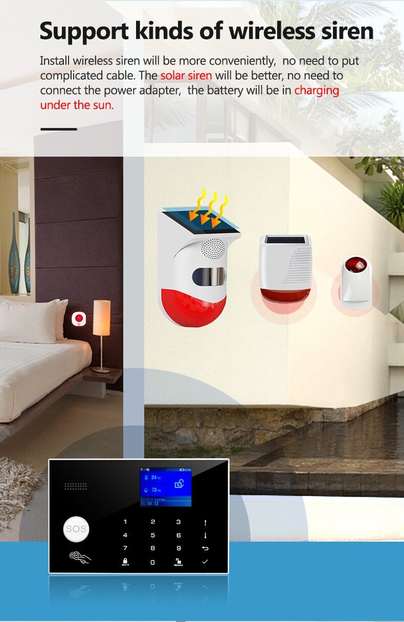 Sistema de Alarma para Casa Security Alarm System Wireless WIFI GSM Alexa Google