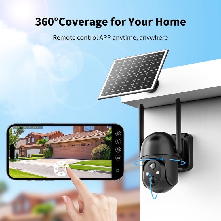 Conico 2K Solar Powered Wireless PTZ Night Vision 4G LTE Outdoor Security Camera