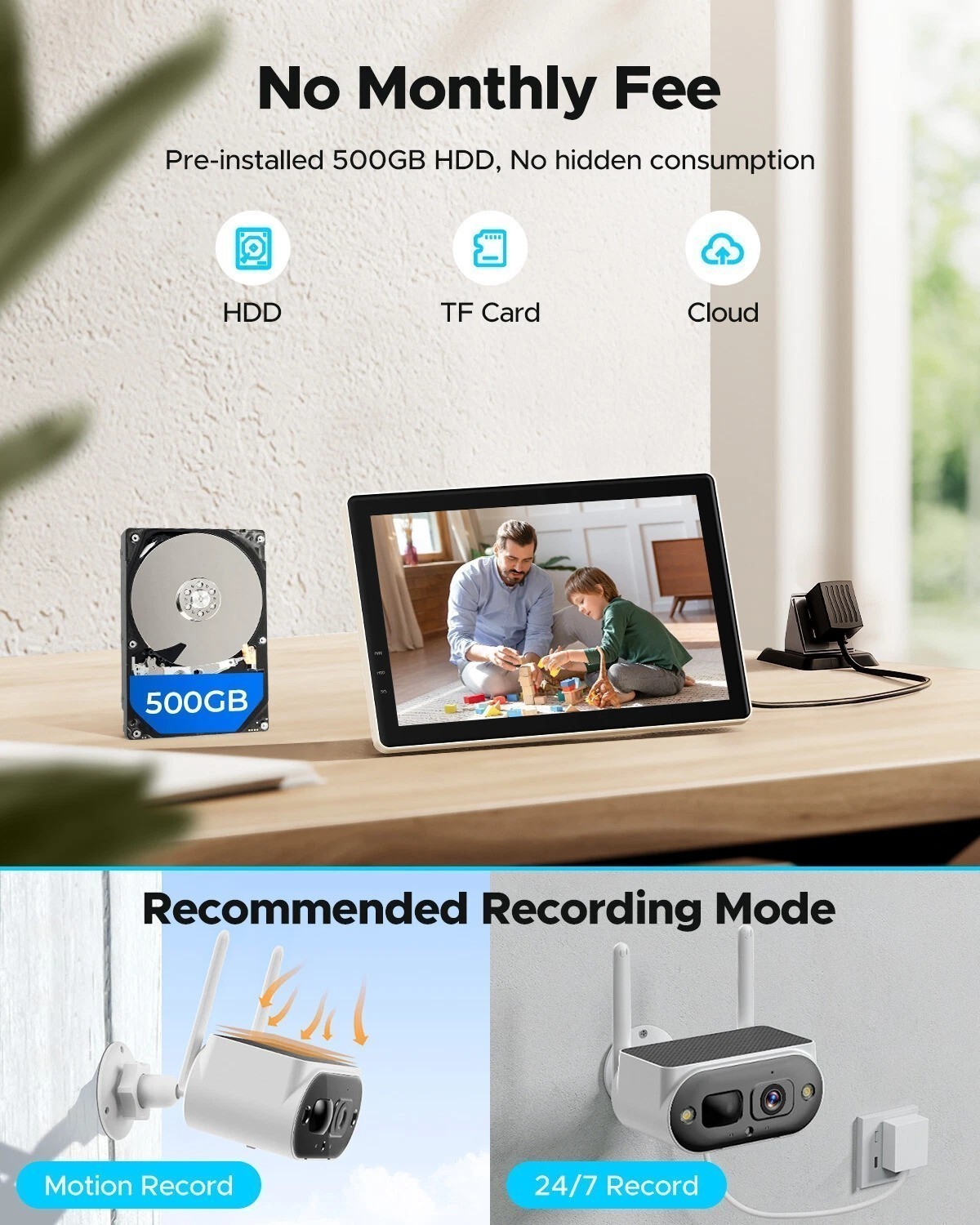 Solar Battery Powered Wireless Outdoor Home Security Camera System WiFi IP Cams