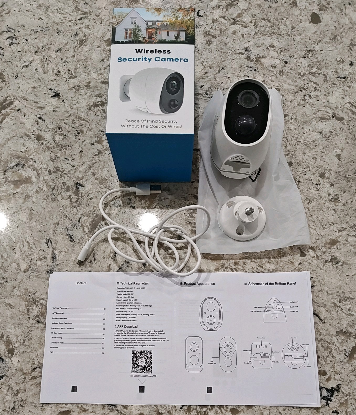 Wi-Fi Camera 720 X 1280, 2.4 GHz, Speakers & Microphone, Memory Card White