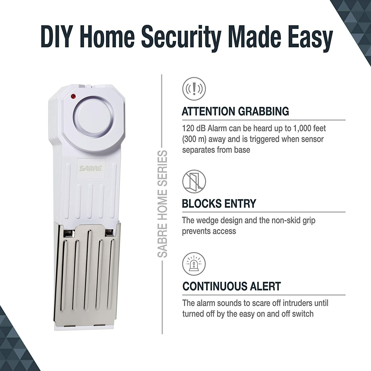 Security Wedge Door Stop Security Alarm With 120 dB Siren For Home/ Travel /Dorm