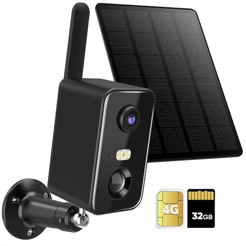 No WiFi Security Camera Wireless Outdoor, 4G LTE Cellular Solar Camera Battery
