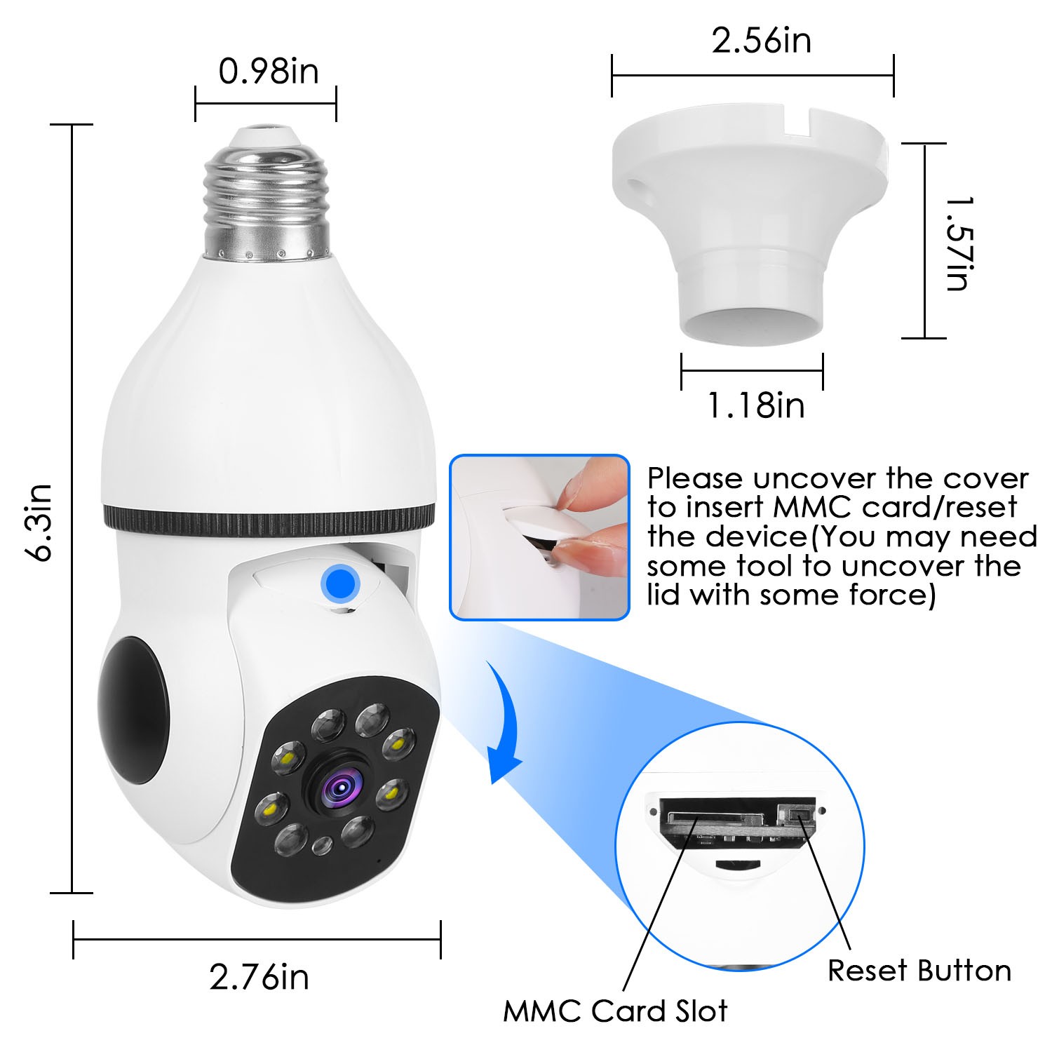 1Pc E27 WiFi Bulb Camera 1080P FHD WiFi IP Pan Tilt Security Surveillance Camera