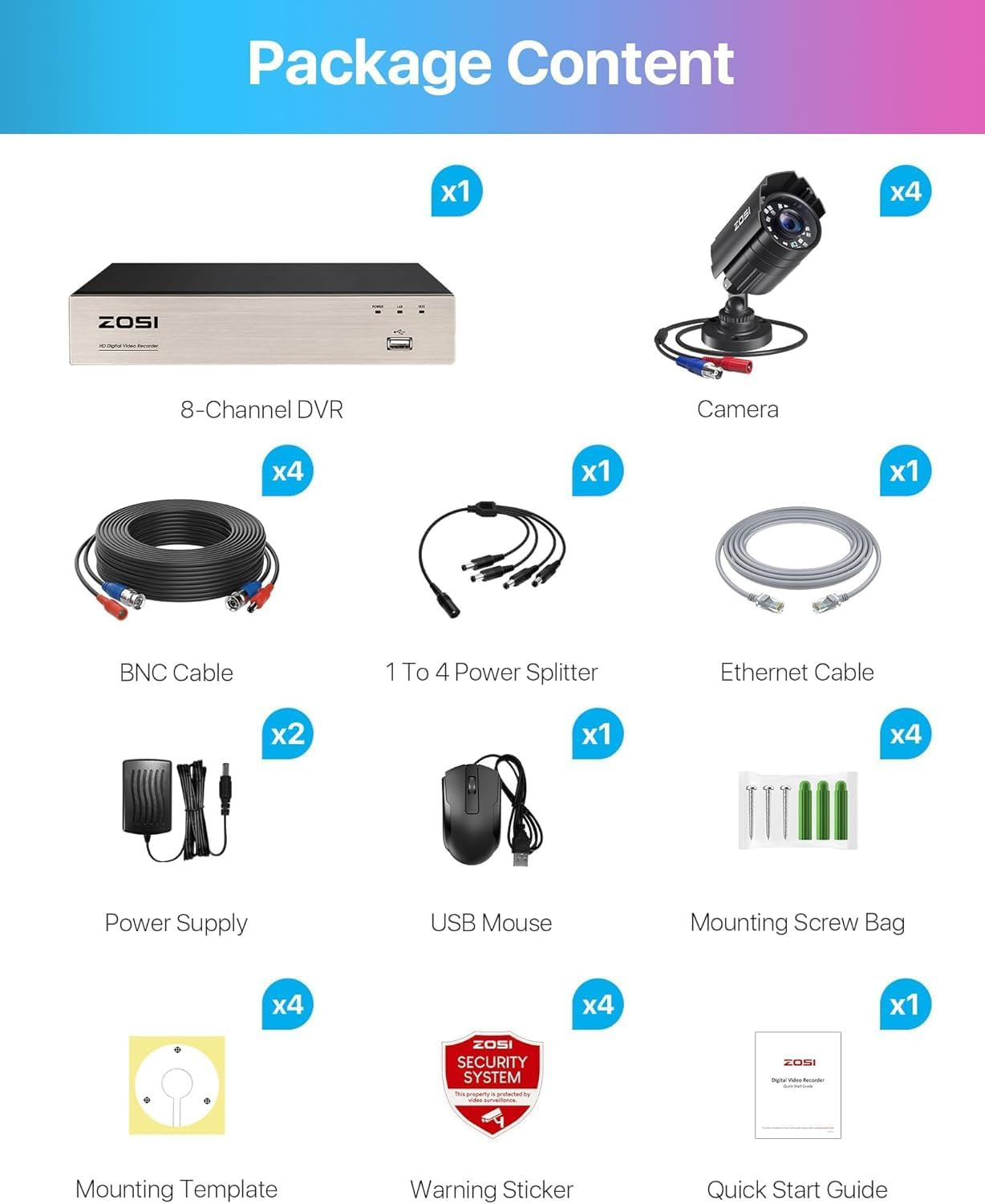 8CH 3K Lite Home Security Camera System Outdoor Indoor, AI Human/Vehicle Detecti