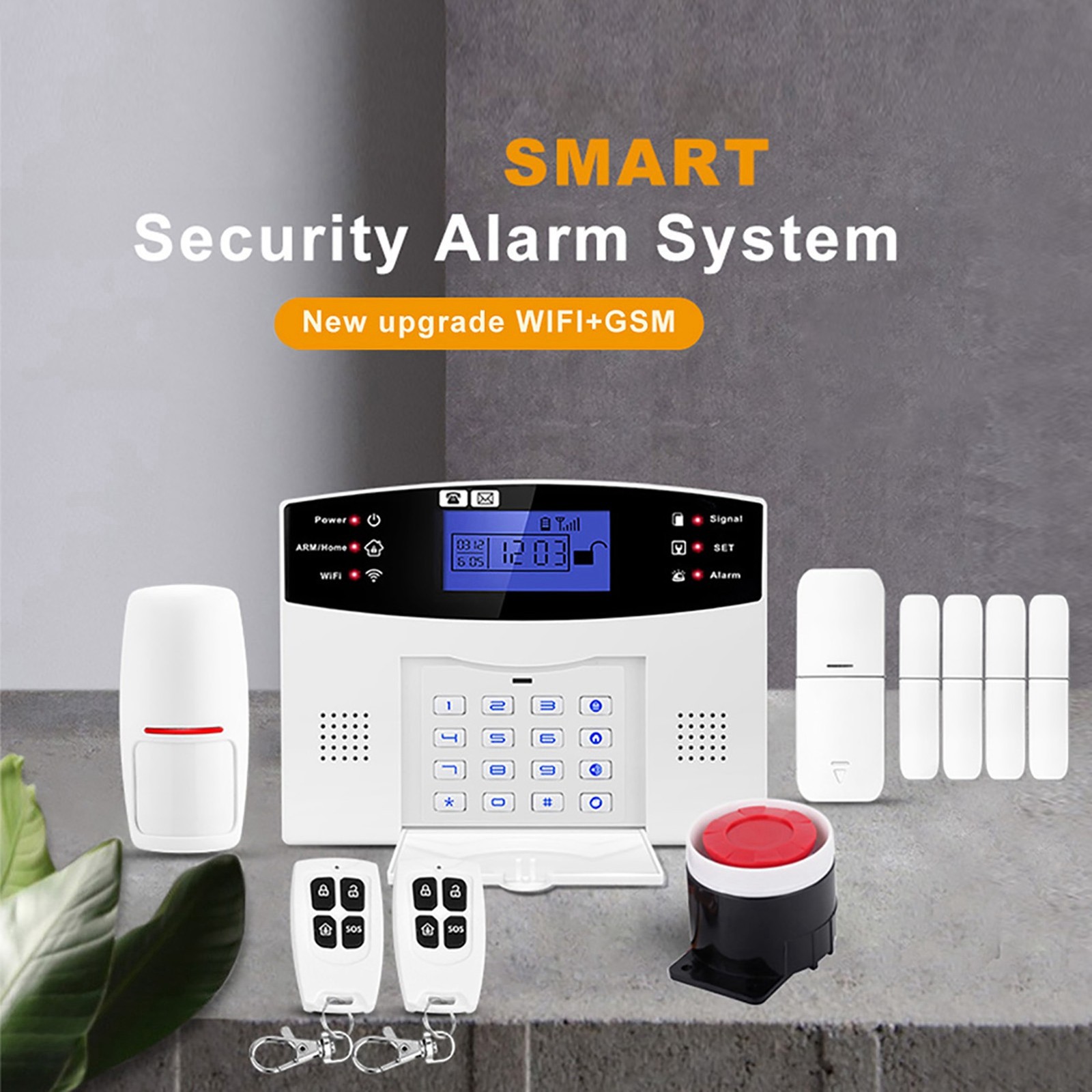 Security Alarm System Kit 8 Wireless Remote Controllers WiFi GSM Home