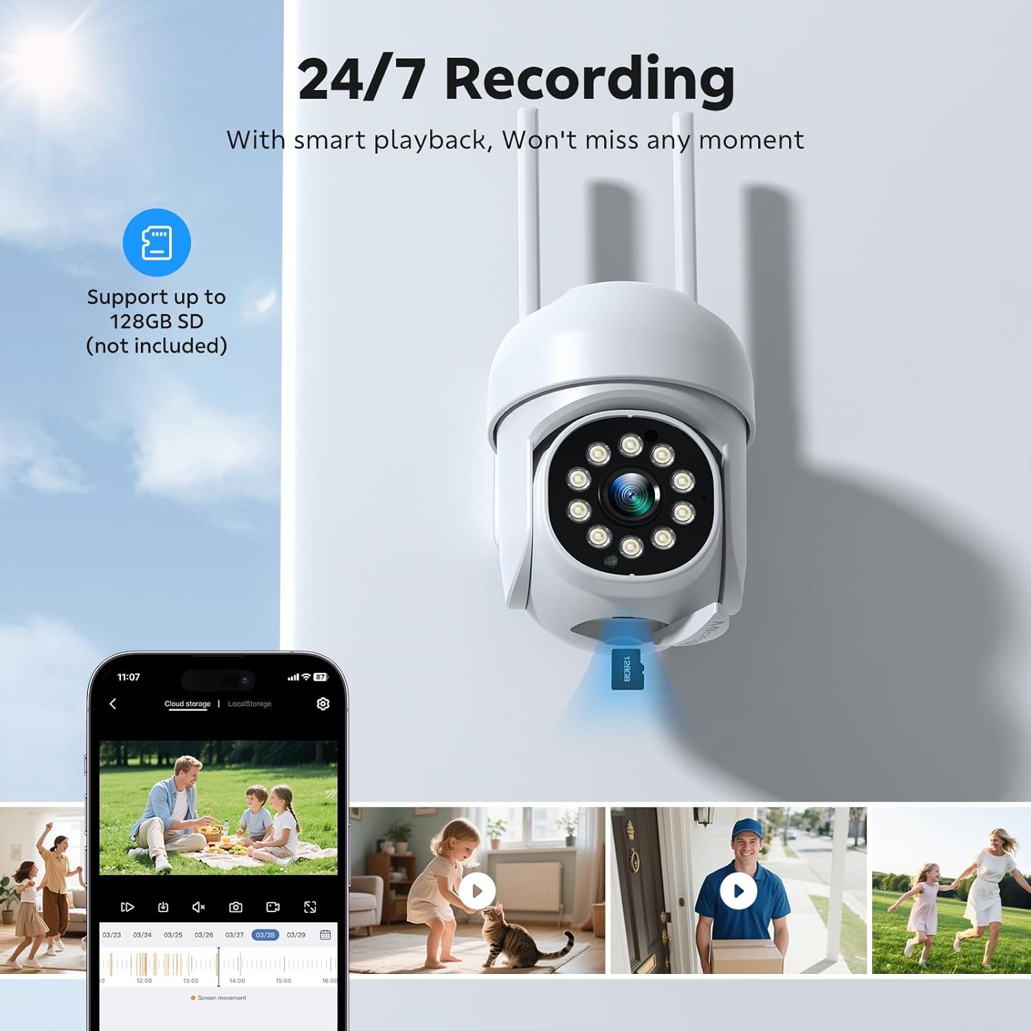 CAMCAMP Outdoor Security Camera Wireless Cameras Home Security,360°View Pan/Tilt