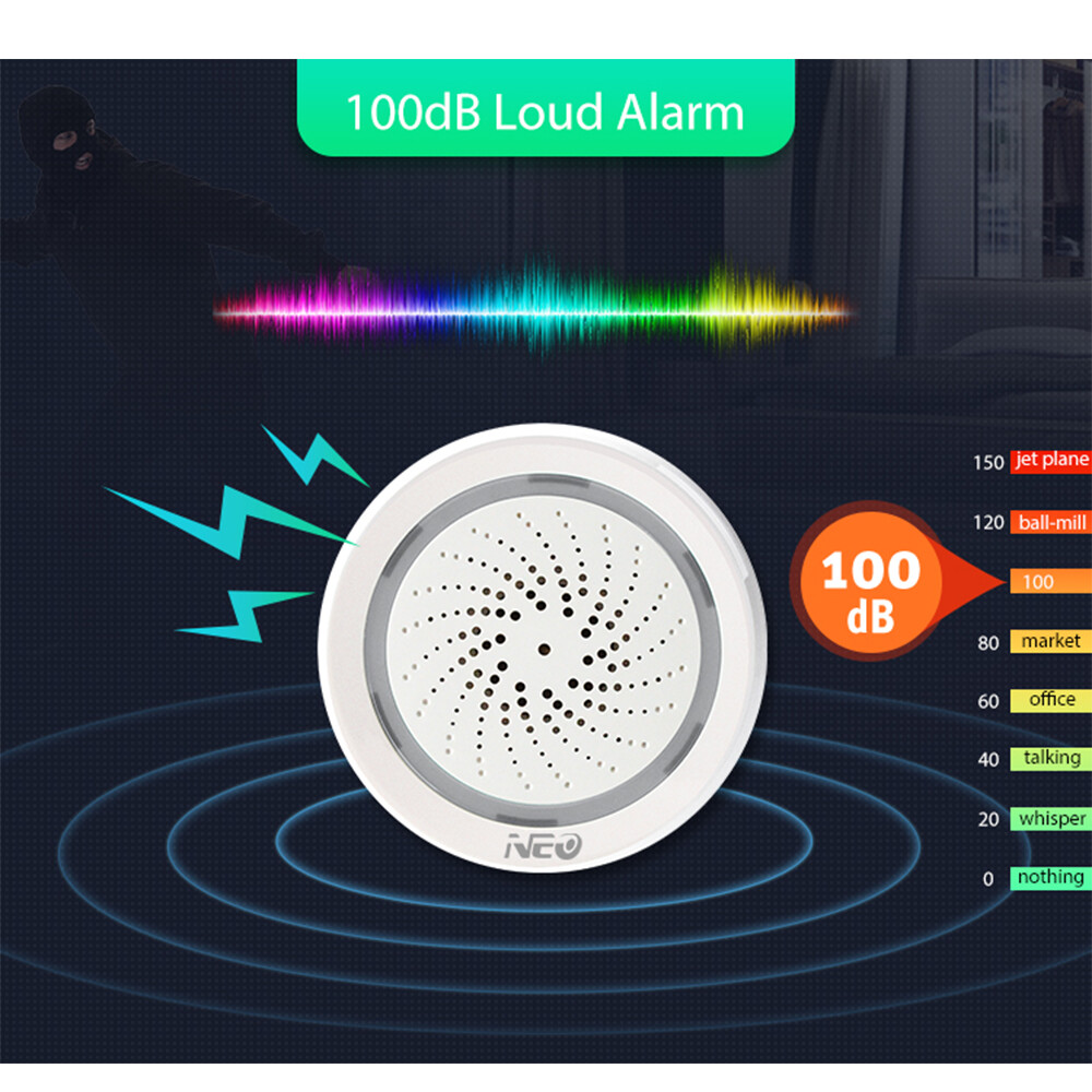 NEO Smart Wifi Siren Alarm Sensor Security System Tuya Voice Control D6P9