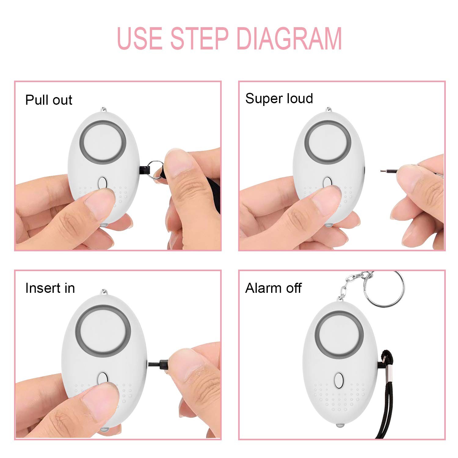 KOSIN Safe Sound Personal Alarm, 8 Pack 140DB Personal Security Alarm Keychai…
