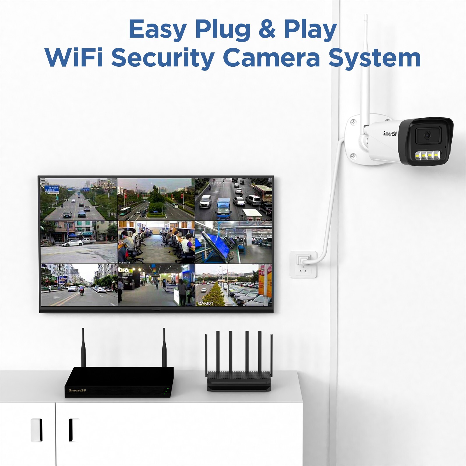 Wireless WIFI Outdoor 5MP IP Security Camera System 10CH 3TB NVR CCTV Home Audio
