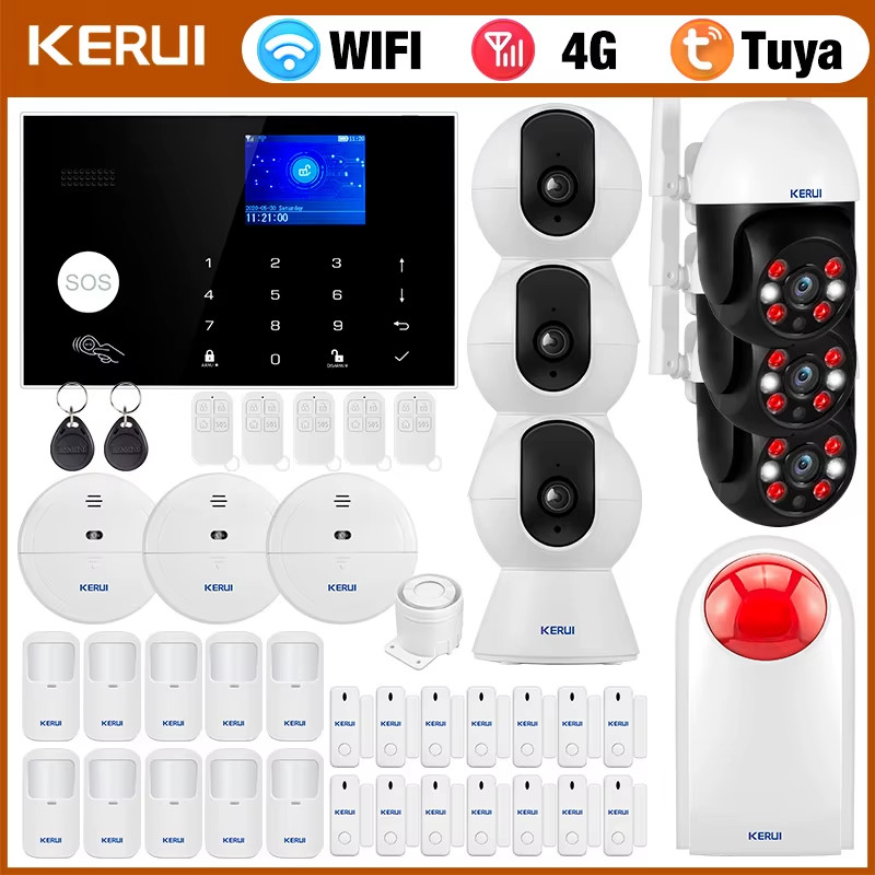 4G+WIFI Alarm for Home Support 3 Wired Defense Zones G34 Alarm System Kits Tuya