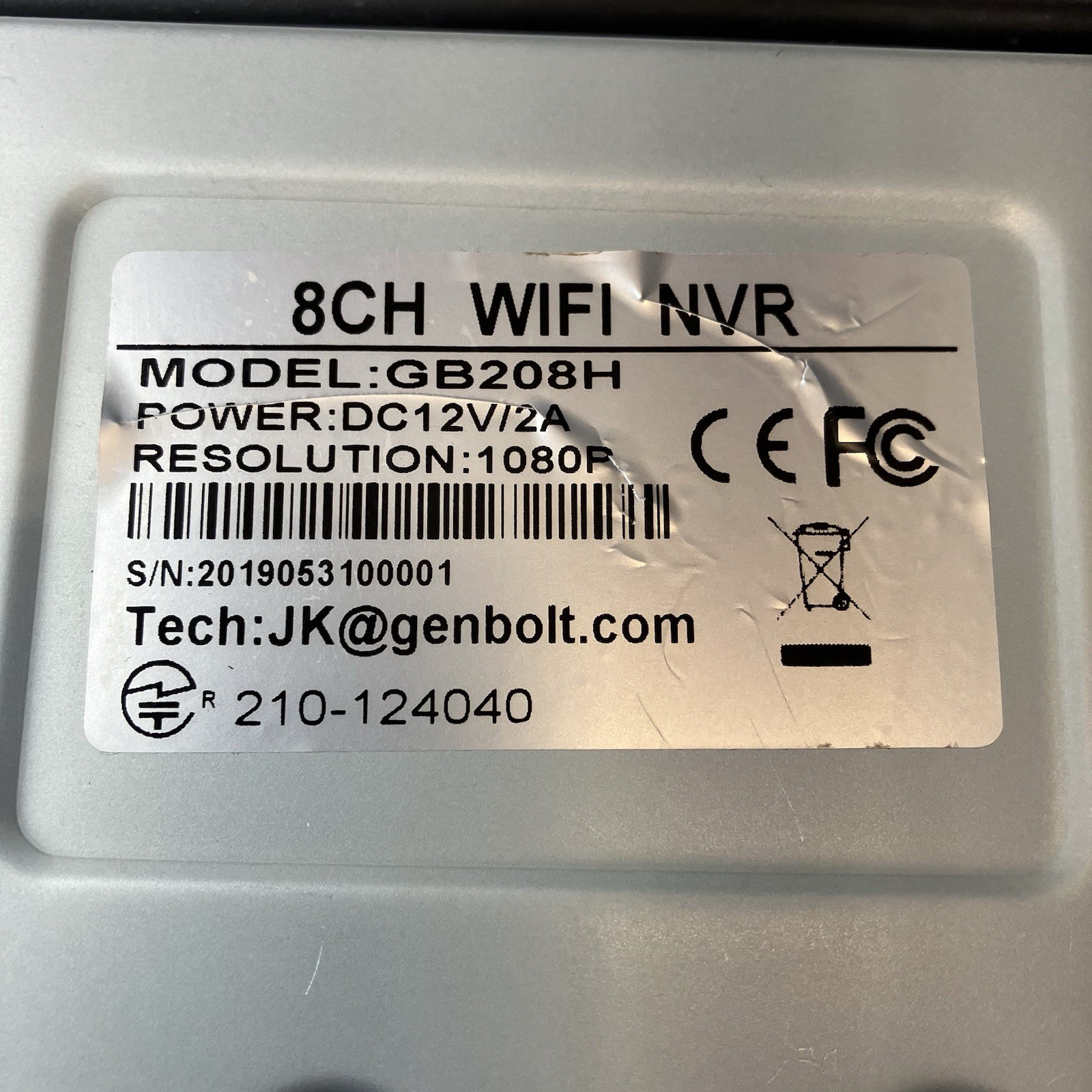 (RARE) Genbolt 8 Channel 2TB HDD Security DVR NVR (FACTORY RESET)