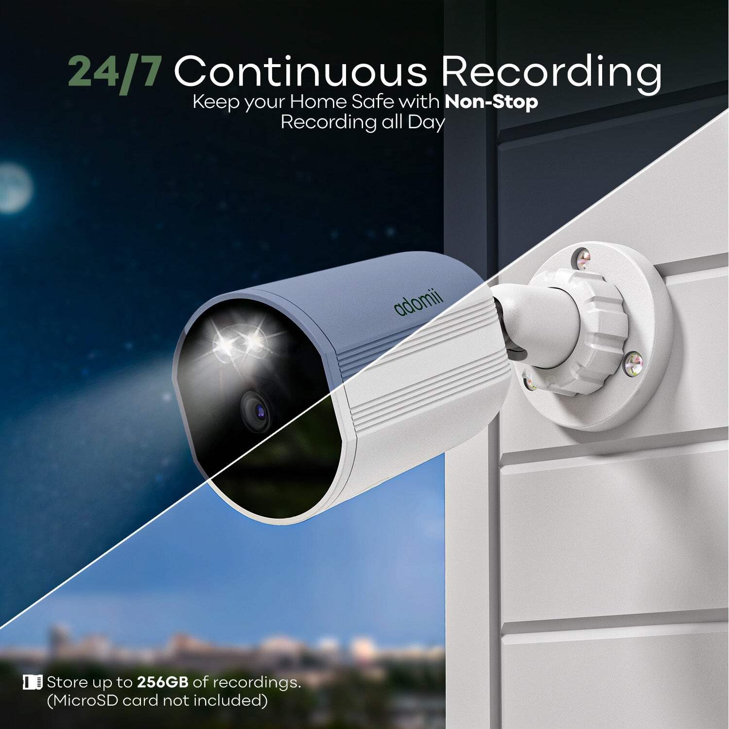 Adomii 2K Outdoor Camera Wireless for Home Security, Motion & Sound Alert