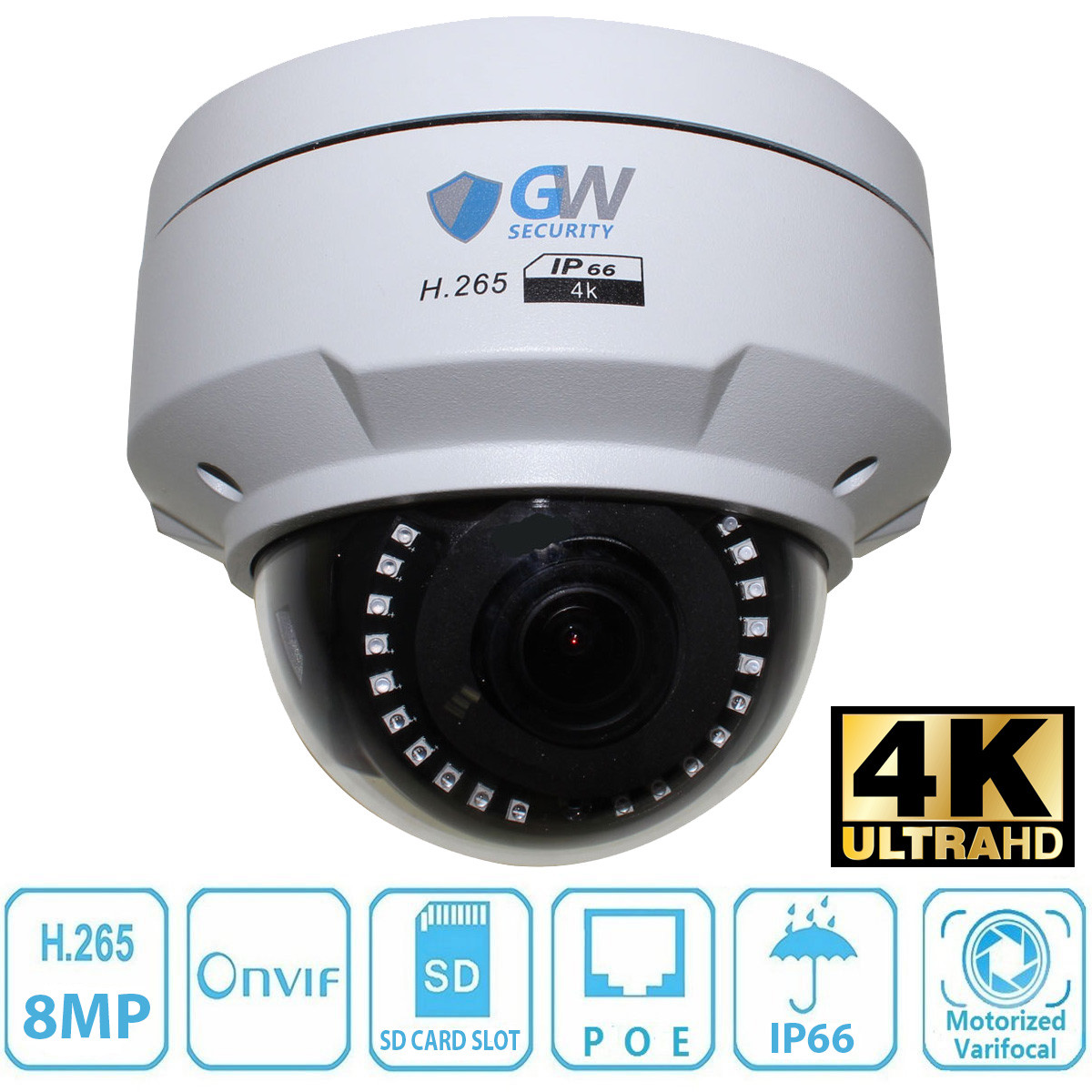 8MP 2160p @30fps 4K IP Optical Motorized Zoom PoE Security System – 10 Cameras