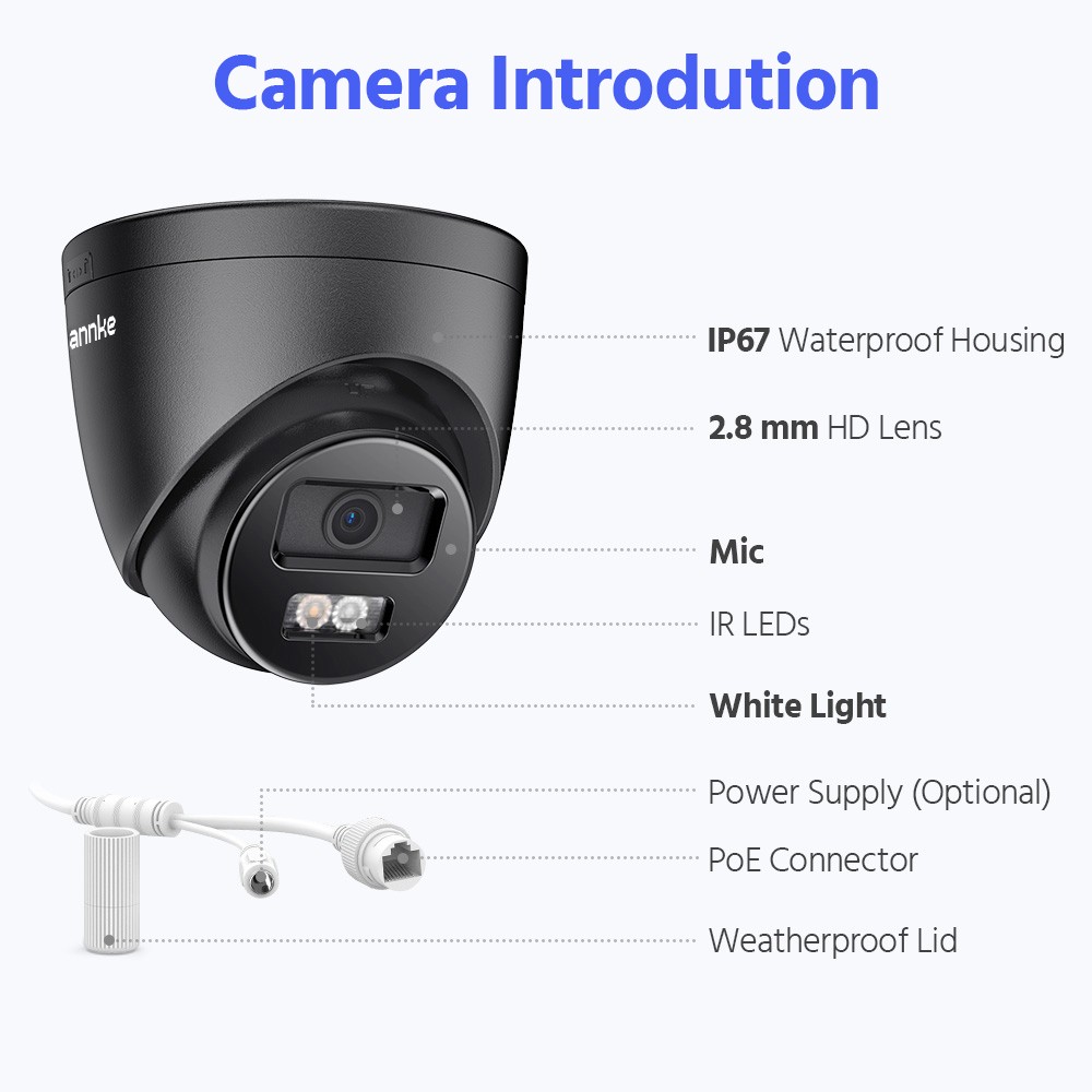 ANNKE 3K AI Color Night POE Security Camera System 32CH 12MP NVR Audio Recording