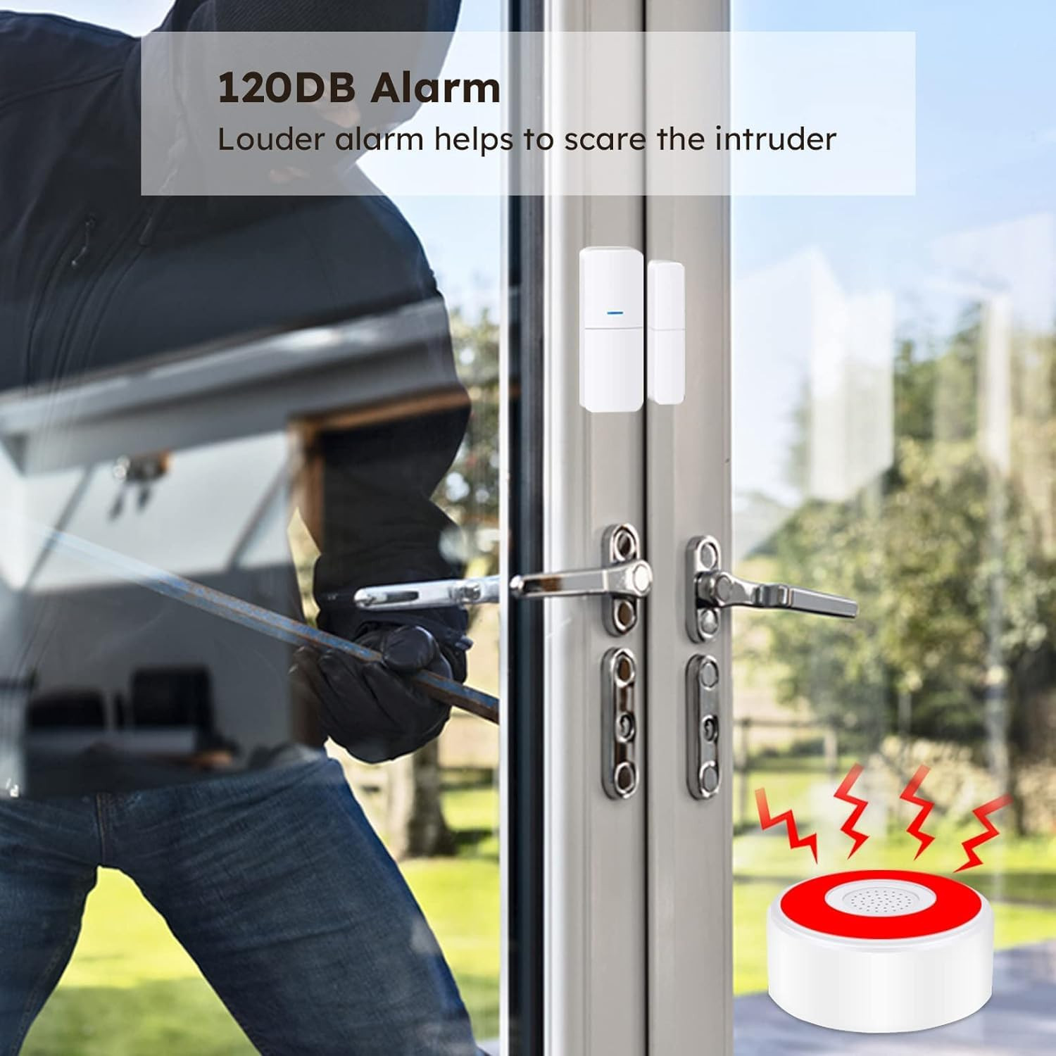 Smart Wifi Door Alarm System, DIY Security Kit with App Alert, 8 Pieces