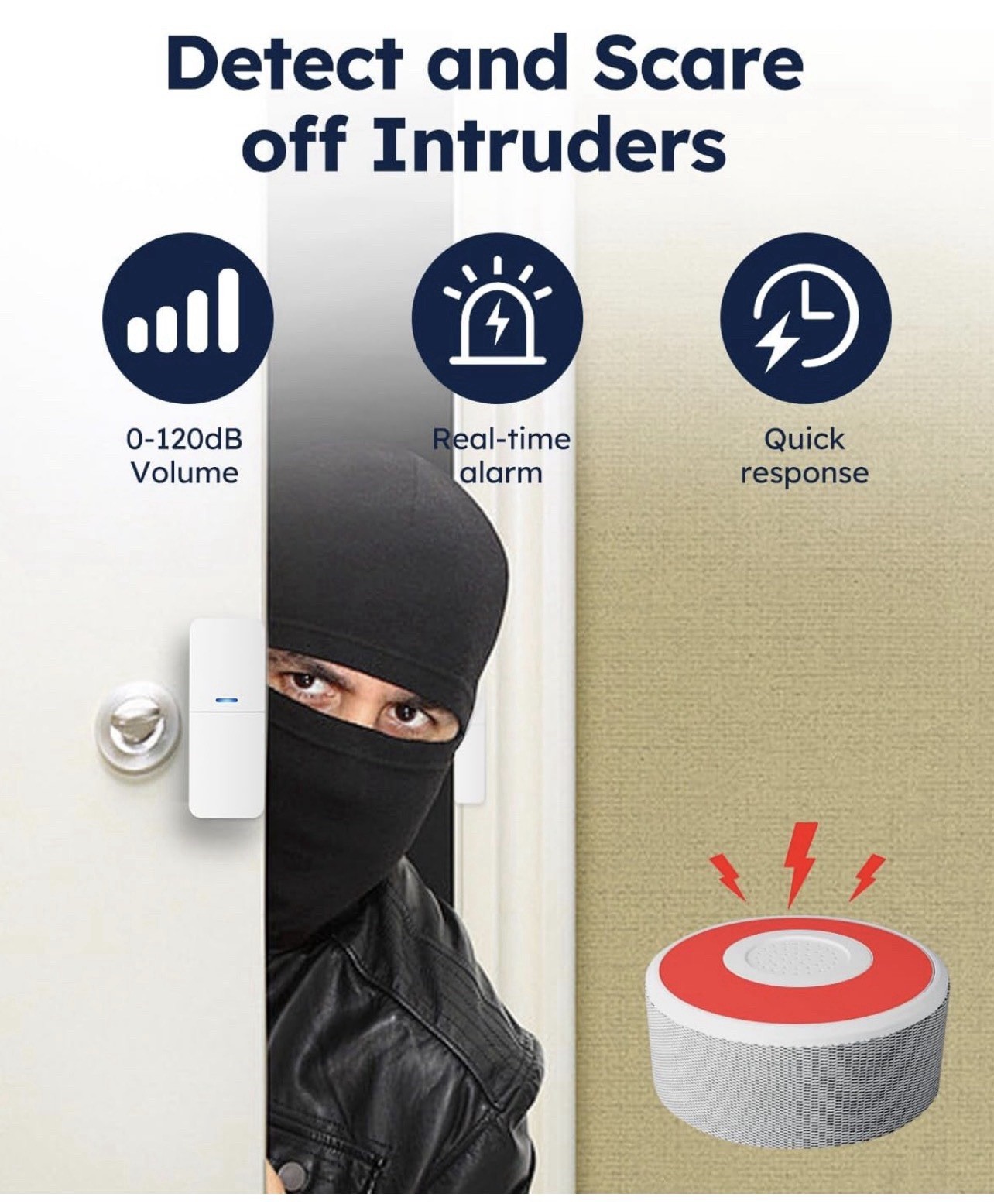 Tolviviov WiFi Door Alarm System, Wireless DIY Smart Home Security System