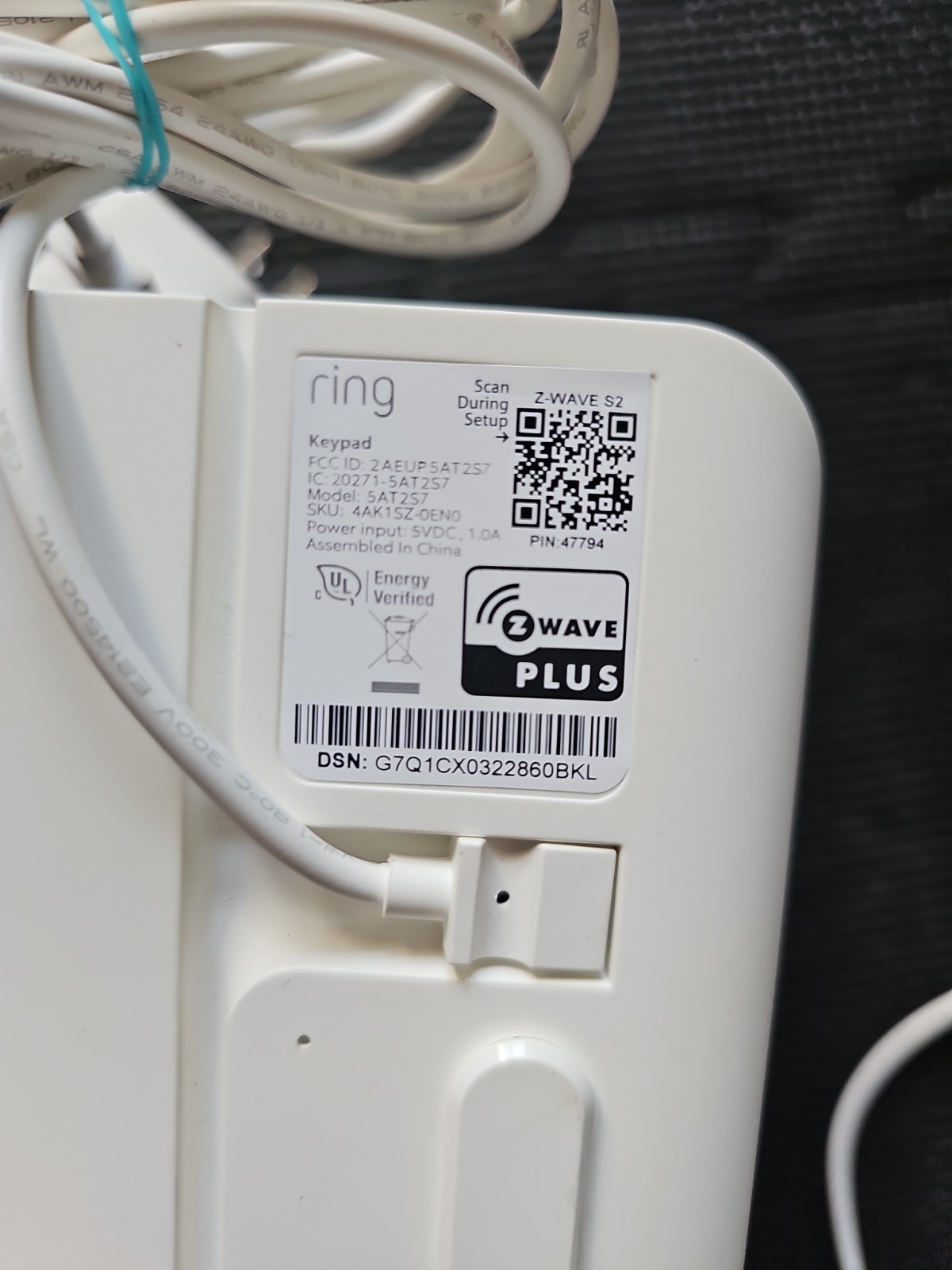 Ring Alarm Keypad 5AT2S7 (2nd Gen) with USB Cable
