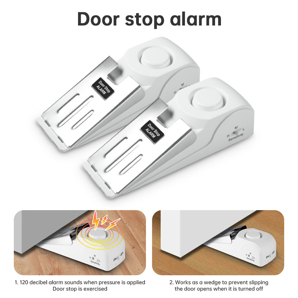 4 PACK Security Door Stop Alarm 120DB Hotel Home Portable Security Safety Tools