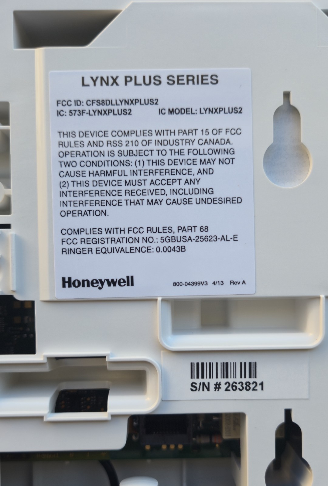 Honeywell Security Alarm LynxPlus2 No Box Battery and Transformer isNot Included