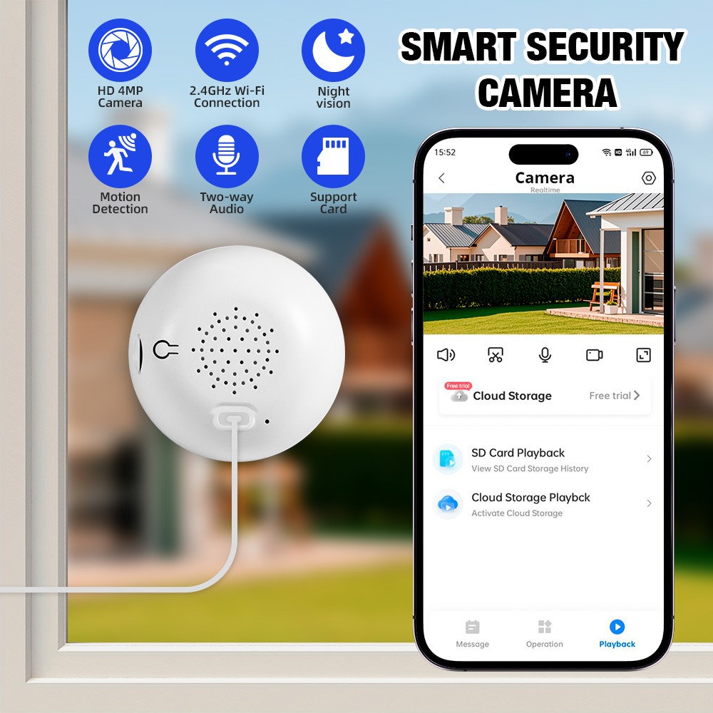 4MP WiFi Window Camera Infrared Night Vision Real Time Home Security Monitoring