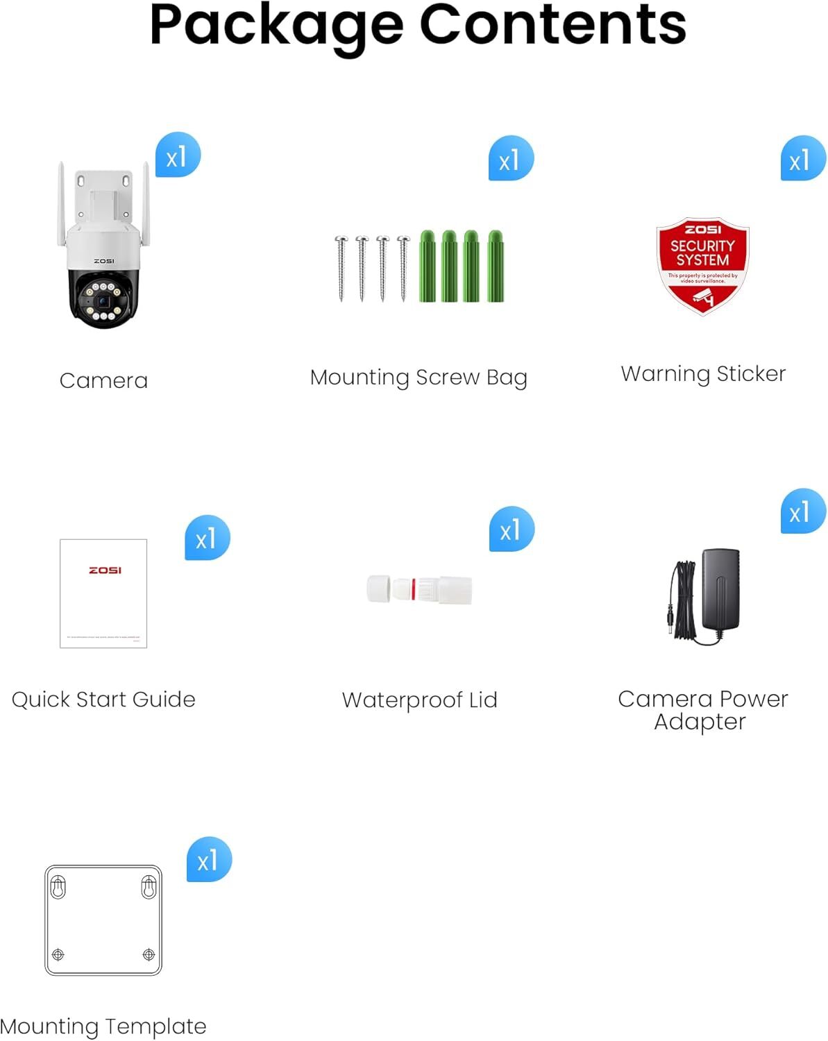 ZOSI 5MP WiFi AI human detection Security IP Instant Alert Camera Remote View