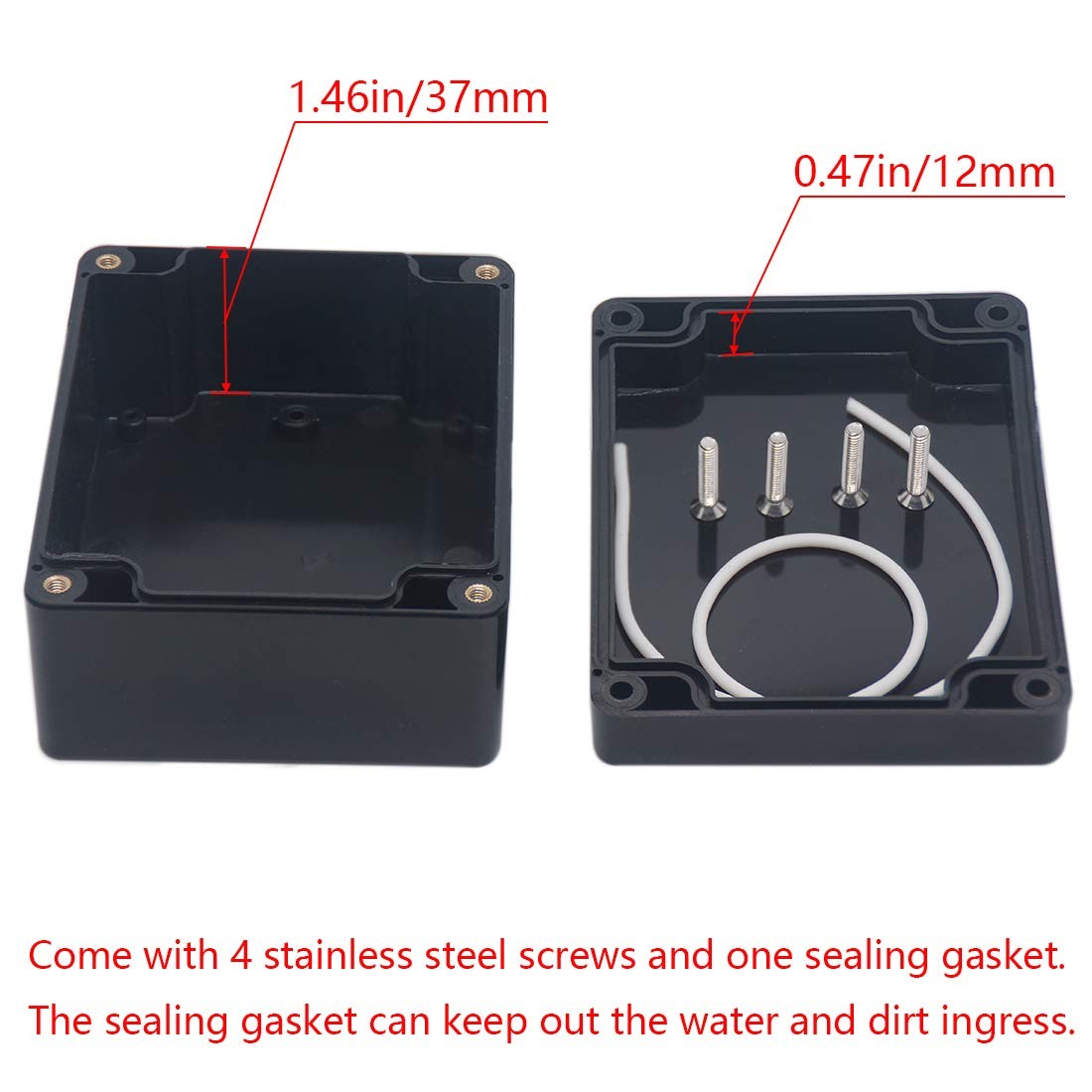 Junction box, Raculety Electrical Project Case Power 4.53″x3.54″x2.17″, Black