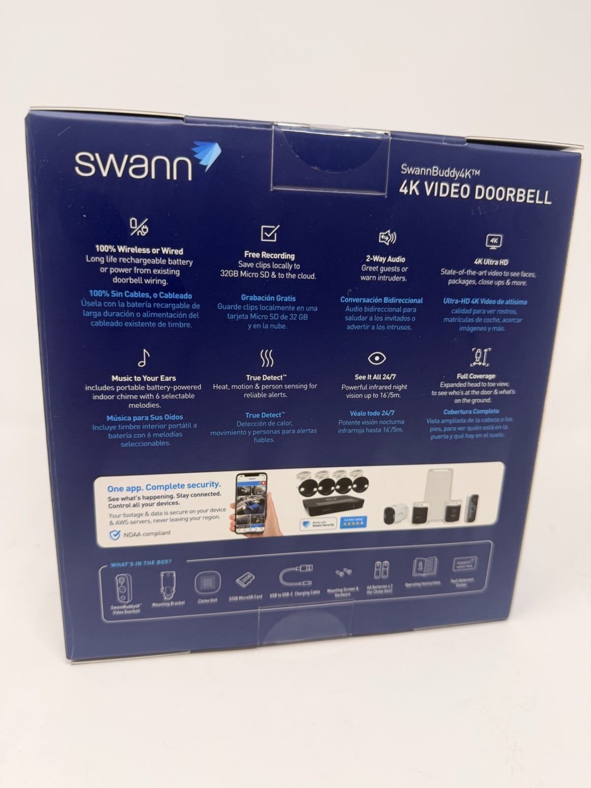 Swann Buddy4K UHD Wireless Video Doorbell & Chime Ultra-Wide 165° View Smart