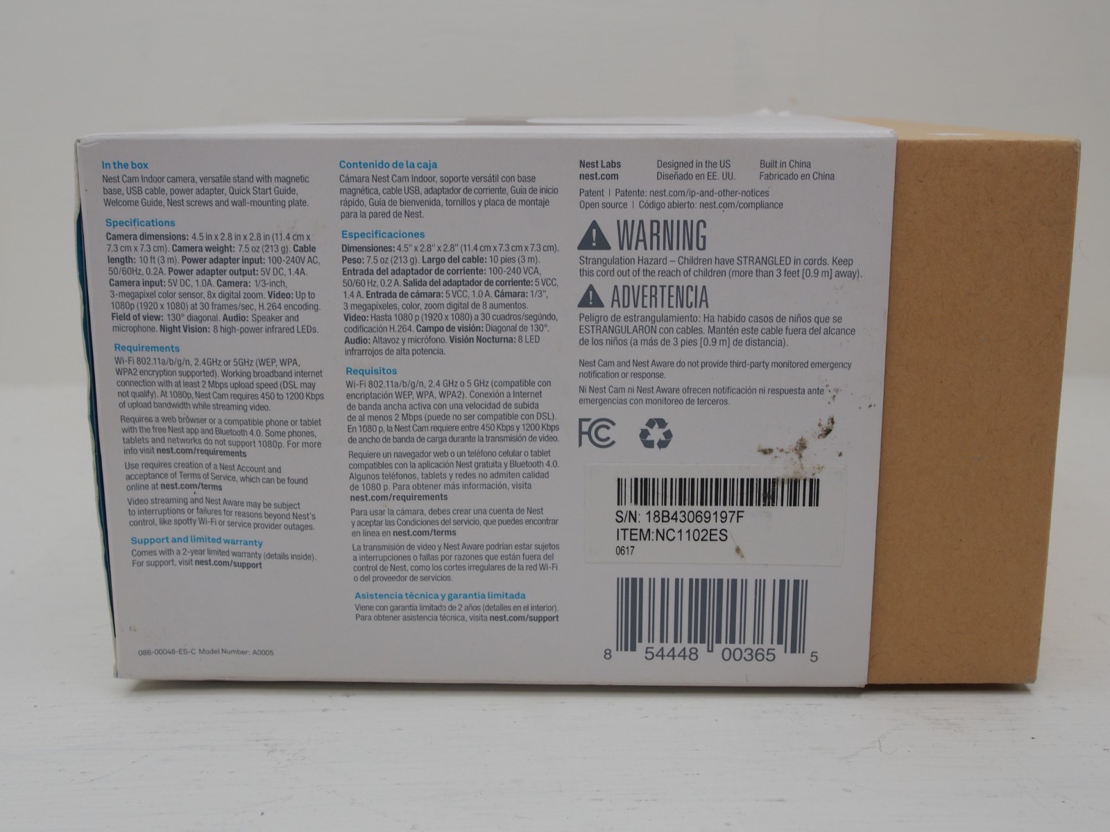 Google Nest Cam Indoor Wired 1080p Security Camera Complete in Box READ