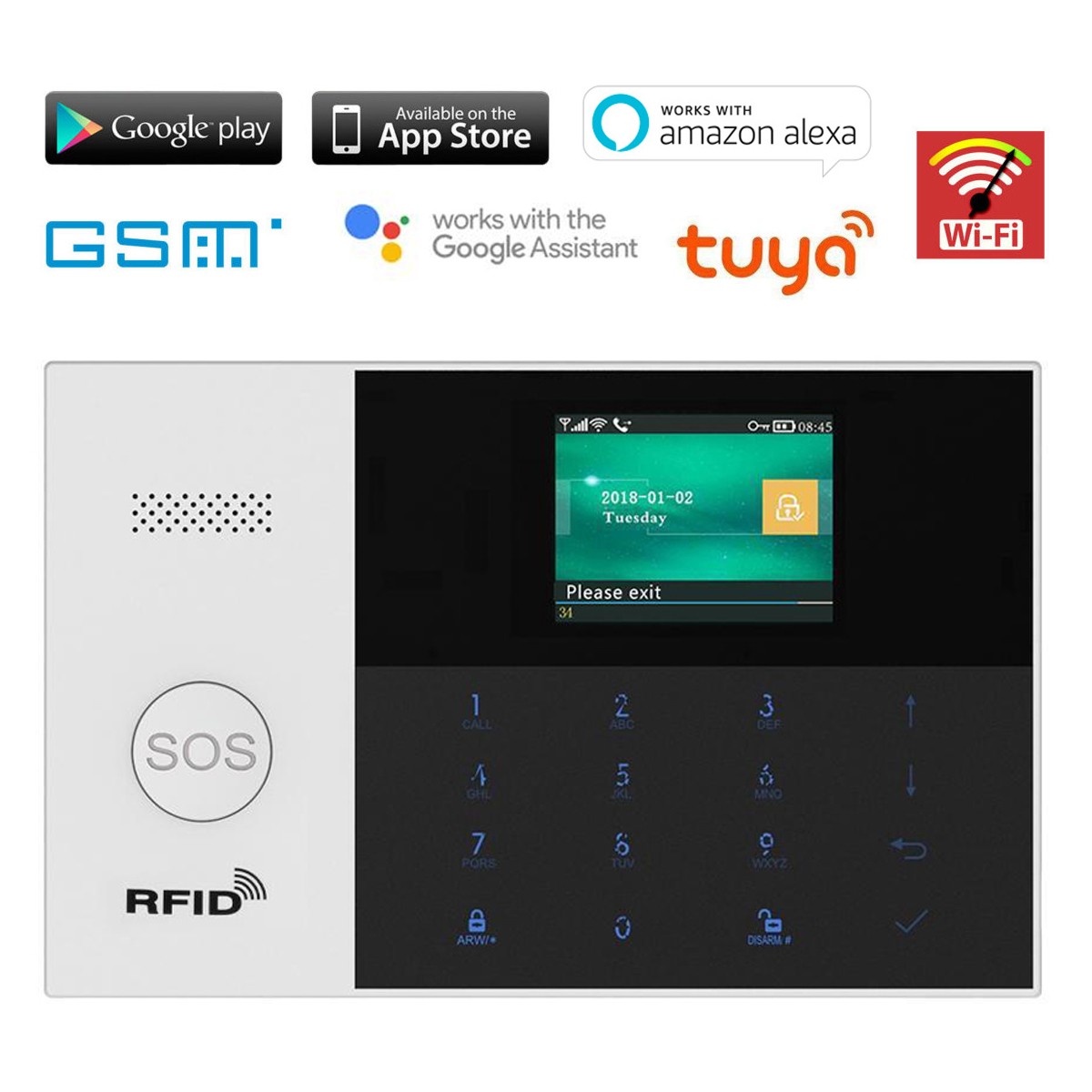 TUYA WIFI APP GSM Wireless Home/Office Security Alarm Burglar System+RFID Tag