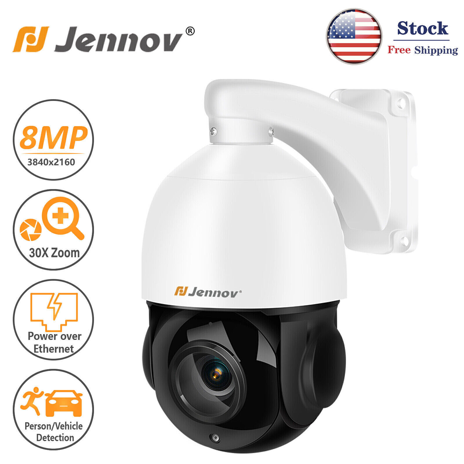 4K POE IP Security Camera 20X Optical Zoom Two Way Audio IP66 Night Vison 328ft