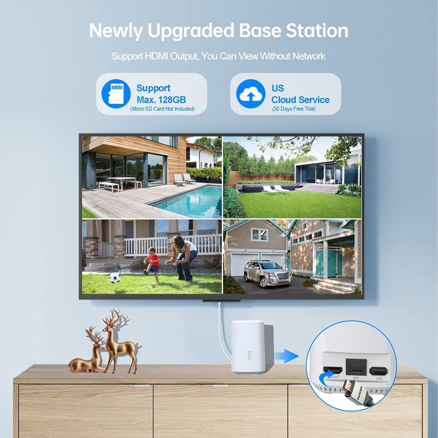 4PCS Solar Battery Camera 4MP 2K Outdoor WiFi Security Camera System Smart Home