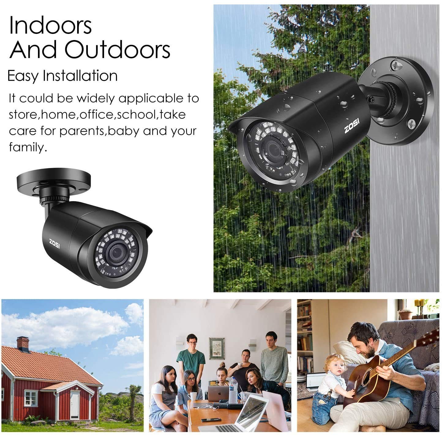 1080P 4 Pack HD TVI Cameras, 80ft Night Vision, Outdoor Indoor Weatherproof B…