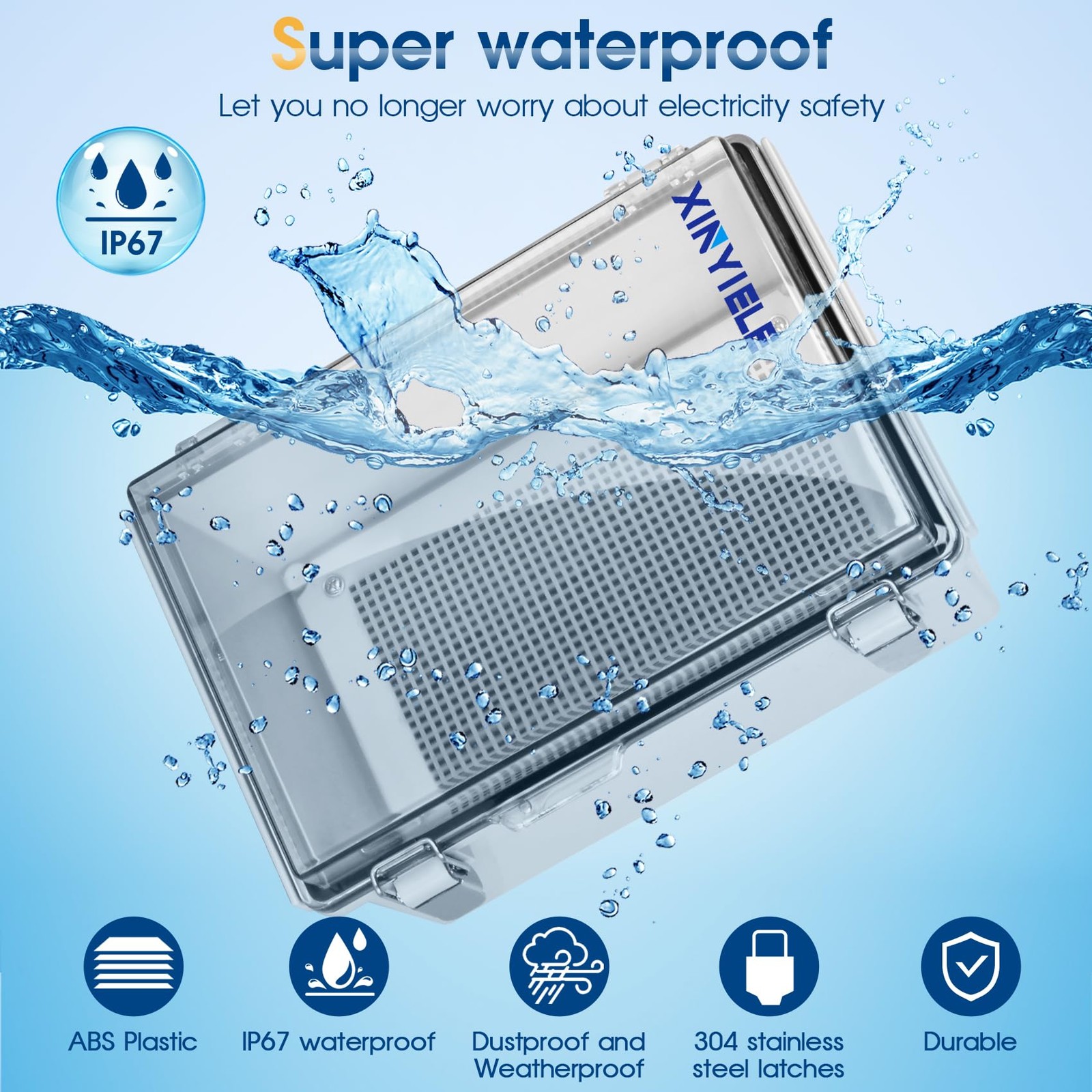 XINYIELE Waterproof Outdoor Project ABS 11″X7.5″X5.5″, Transparent Cover