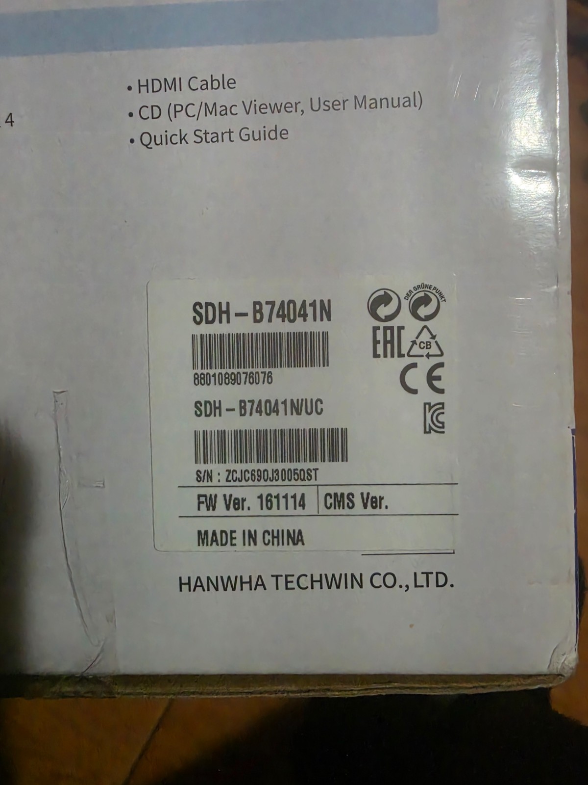 New Samsung 8 Channels 4 Cameras DVR Security System SDH-B74041