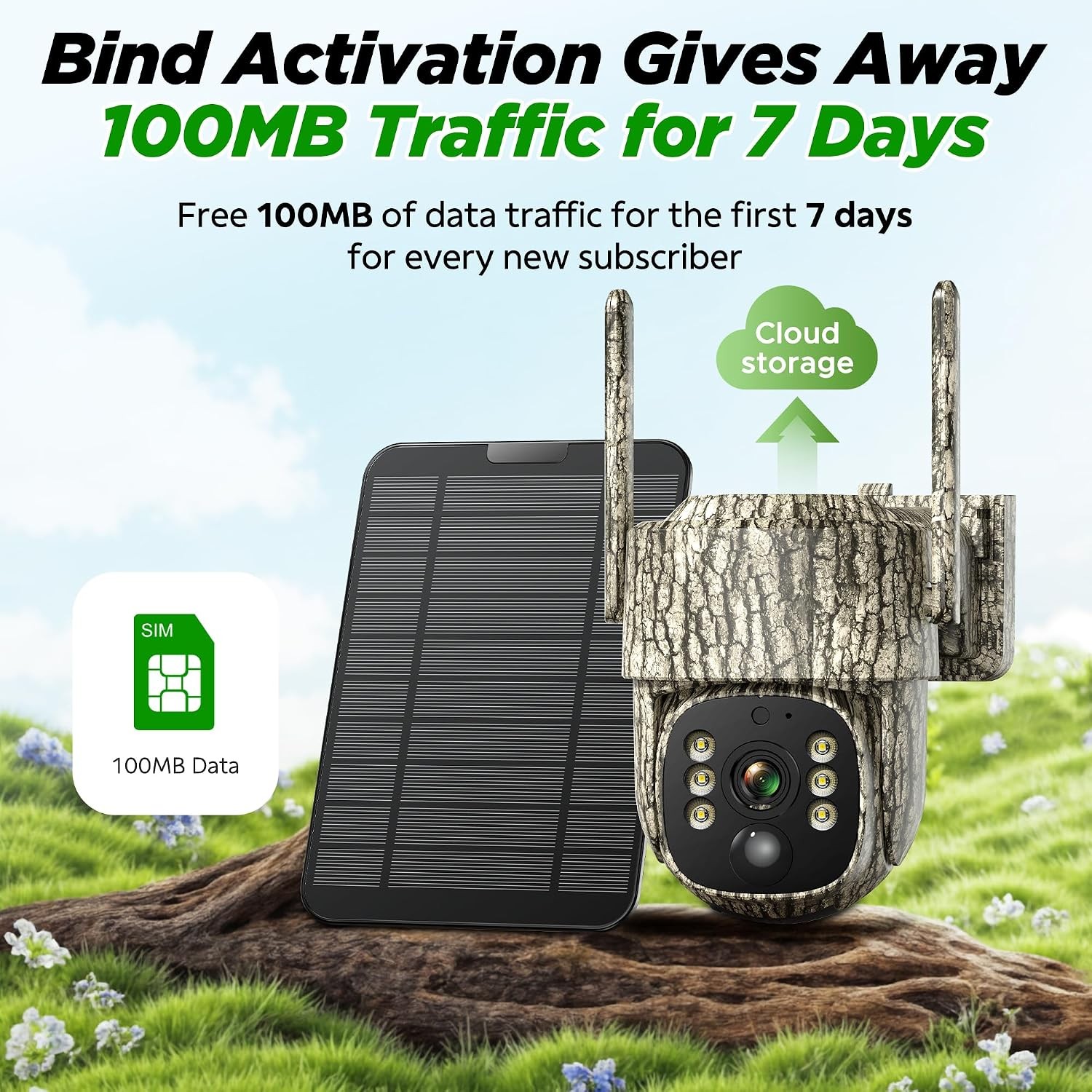 Solar Wireless Battery Trail Camera with 360° View Motion Activated Wildlife Cam
